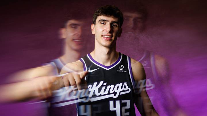 Sep 29, 2025; Sacramento, CA, USA; Sacramento Kings center Maxime Raynaud (42) during media day at Golden 1 Center. Mandatory Credit: Sergio Estrada-Imagn Images