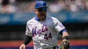 Jun 16, 2024; New York City, New York, USA; New York Mets outfielder Harrison Bader (44) is pictured during a game against the San Diego Padres at Citi Field.