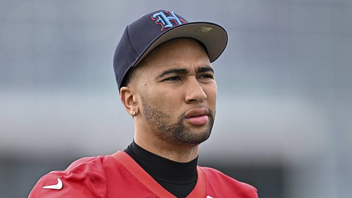 Jun 9, 2026; Houston, Texas, USA; Houston Texans quarterback C.J. Stroud arrives for the team’s minicamp at Houston Methodist Training Center. Mandatory Credit: Maria Lysaker-Imagn Images  