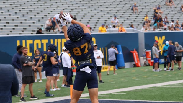 West Virginia University tight end Kole Taylor