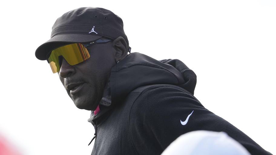 Michael Jordan watches on from the 11th green during day two four-ball rounds for the 43rd Ryder Cup at Whistling Straits.