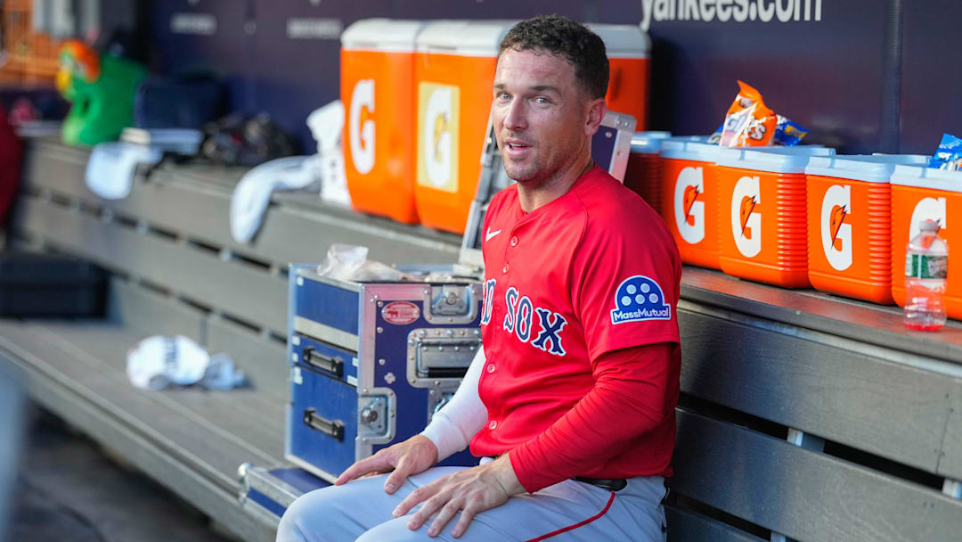 Aug 22, 2025; Bronx, New York, USA;  Boston Red Sox third baseman Alex Bregman (2) prior to the game against the New York Yankees at Yankee Stadium. Mandatory Credit: Gregory Fisher-Imagn Images