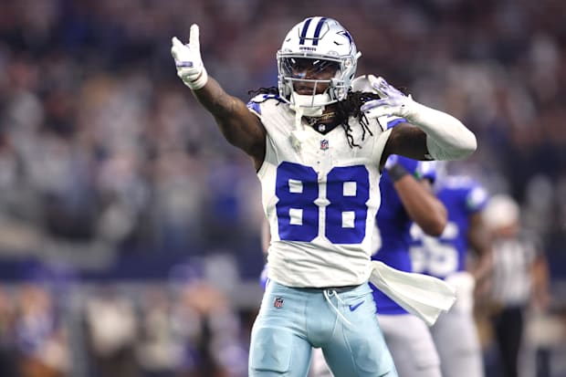 Dallas Cowboys WR CeeDee Lamb celebrates during the second half against the Seattle Seahawks.