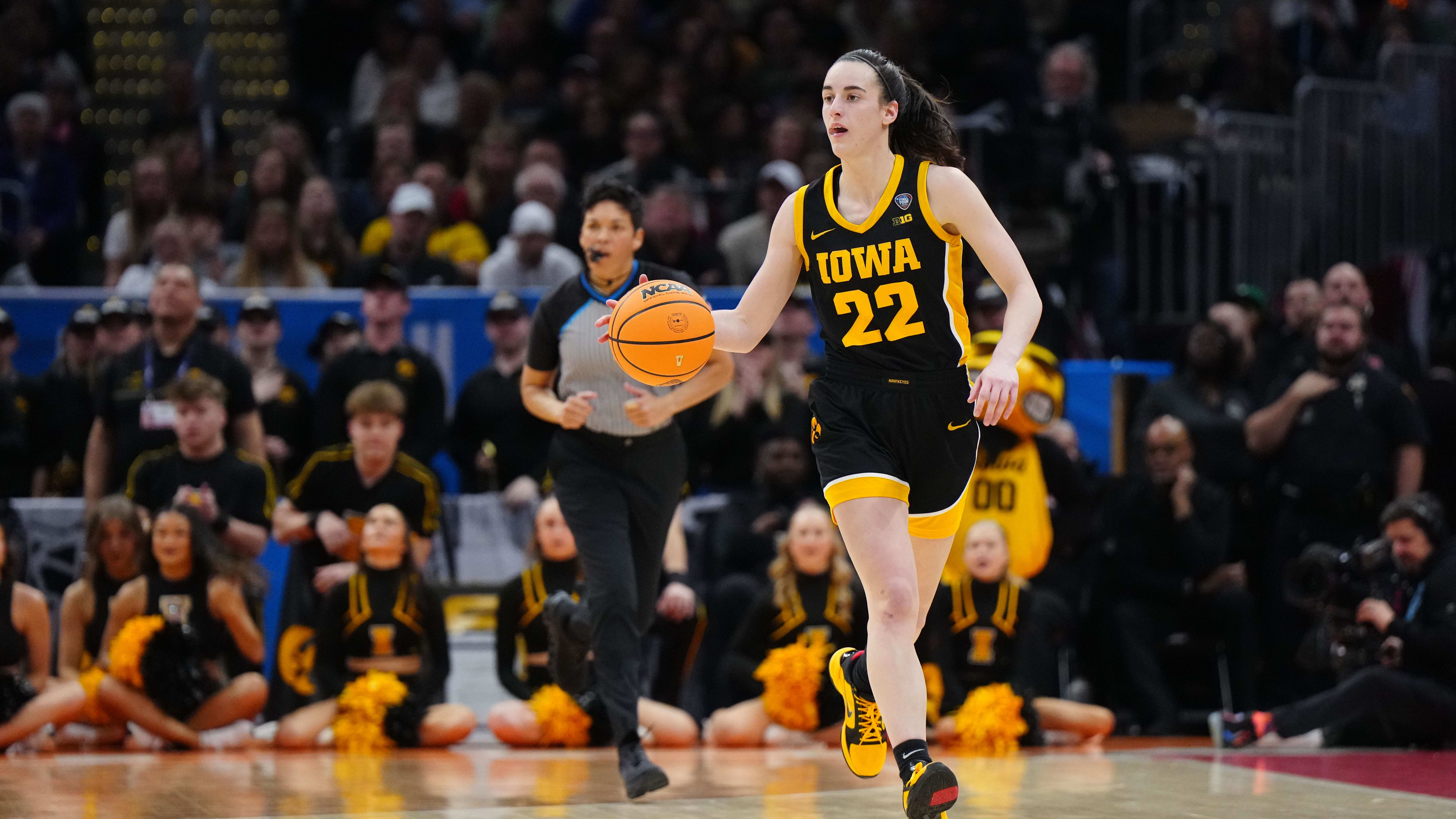 Iowa Hawkeyes guard Caitlin Clark during the National Championship against South Carolina.