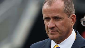 Nov 15, 2025; Pittsburgh, Pennsylvania, USA;  ACC commissioner Jim Phillips in attendance as the Pittsburgh Panthers host the Notre Dame Fighting Irish at Acrisure Stadium. Mandatory Credit: Charles LeClaire-Imagn Images