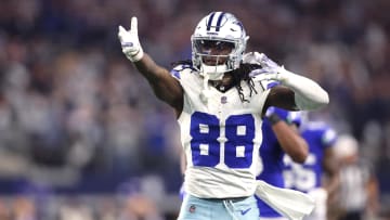 Nov 30, 2023; Arlington, Texas, USA; Dallas Cowboys wide receiver CeeDee Lamb (88) celebrates during the second half against the Seattle Seahawks at AT&T Stadium.
