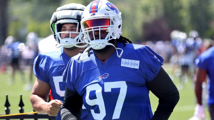 Bills defensive lineman Jordan Phillips was able to take part in training camp drills.