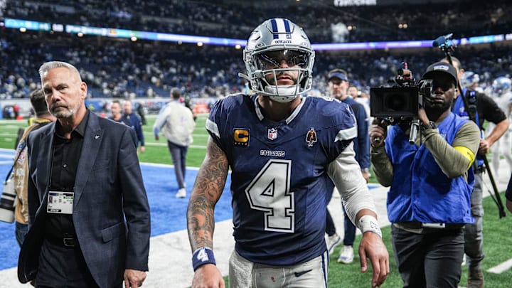 Dak Prescott reacts to Cowboys' loss to the Lions.