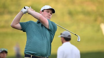 Robert MacIntyre tees off on the 17th hole during the first round of the BMW Championship 