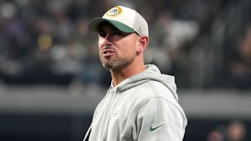 Green Bay Packers coach Matt LaFleur reacts against the Las Vegas Raiders