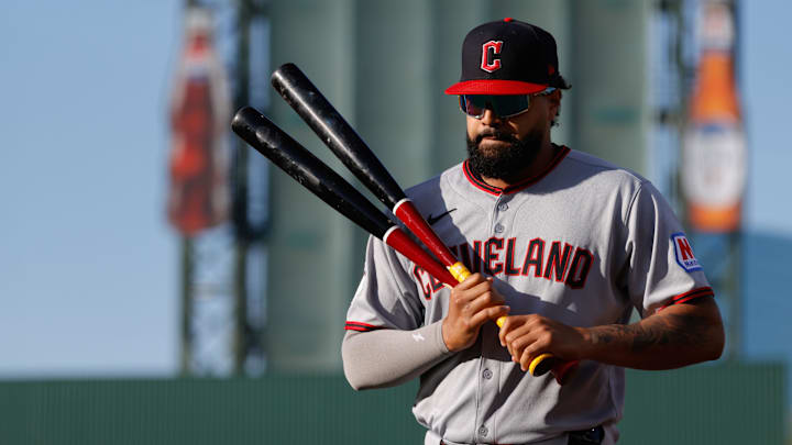 Jun 20, 2025: Cleveland Guardians Right fielder Johnathan Rodríguez (30) walks to the dugout before the game against the Athletics at Sutter Health Park. 