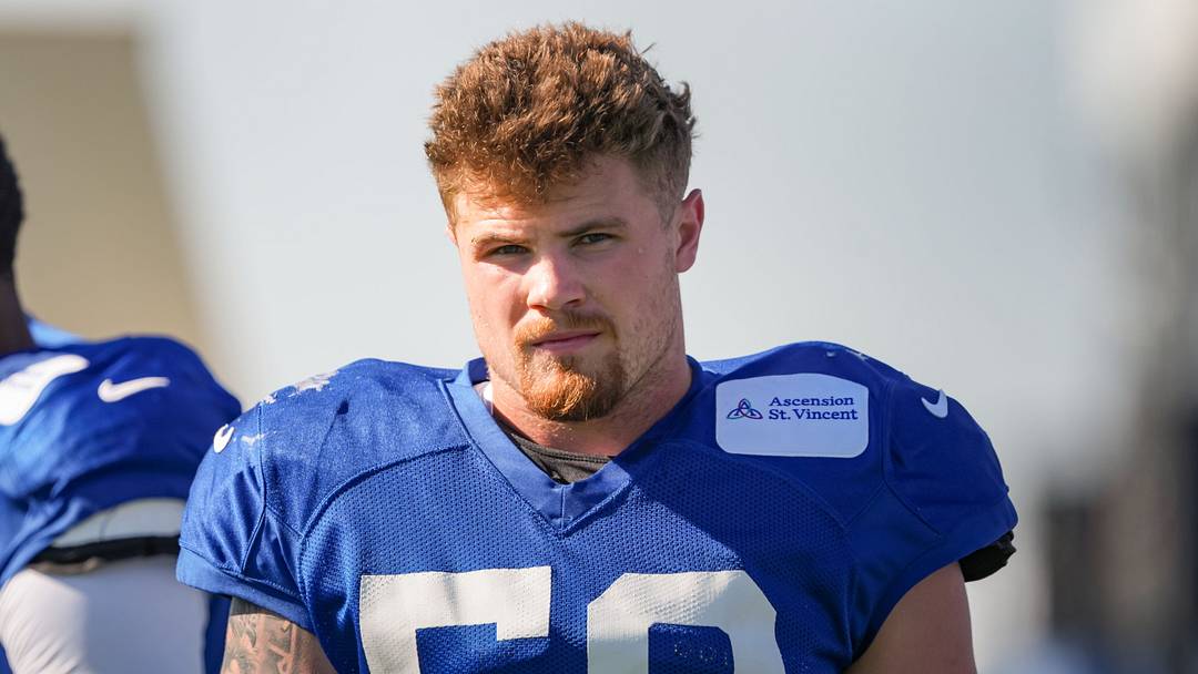Indianapolis Colts linebacker Bryce Boettcher (50) walks up the field Tuesday, Aug. 4, 2026, during practice at Colts Camp at Grand Park in Westfield. Indianapolis Colts linebacker Bryce Boettcher (50) walks up the field Tuesday, Aug. 4, 2026, during practice at Colts Camp at Grand Park in Westfield.