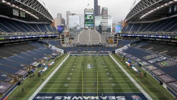 General view of Lumen Field before a Seattle Seahawks game.