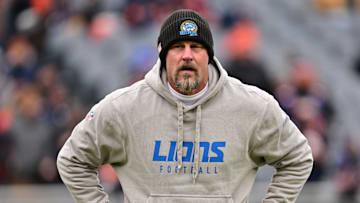 Dec 22, 2024; Chicago, Illinois, USA; Detroit Lions head coach Dan Campbell before a game against the Chicago Bears at Soldier Field. Mandatory Credit: Daniel Bartel-Imagn Images