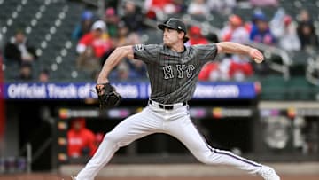 Apr 27, 2024; New York City, New York, USA; New York Mets pitcher Josh Walker (91) pitches during a