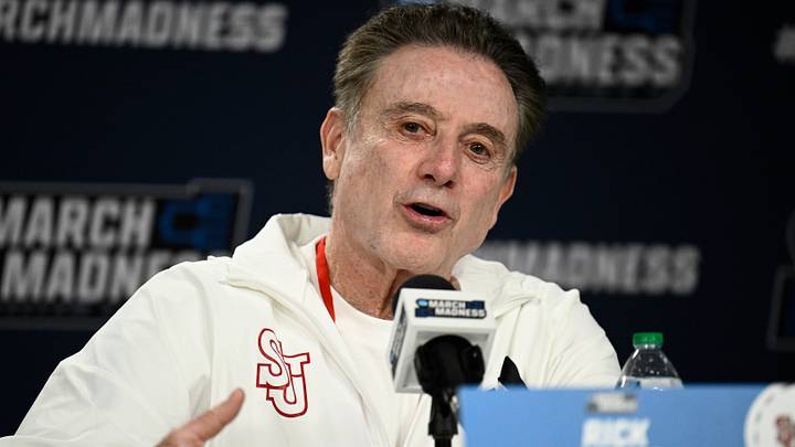 Mar 19, 2026; San Diego, CA, USA; St. John's Red Storm head coach Rick Pitino speaks at a press conference ahead of the first round of the men's 2026 NCAA Tournament at Viejas Arena. Mandatory Credit: Denis Poroy-Imagn Images Mar 19, 2026; San Diego, CA, USA; St. John's Red Storm head coach Rick Pitino speaks at a press conference ahead of the first round of the men's 2026 NCAA Tournament at Viejas Arena. Mandatory Credit: Denis Poroy-Imagn Images