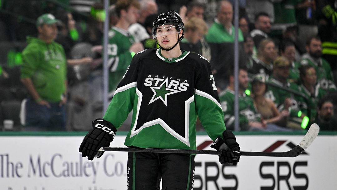 Apr 28, 2026; Dallas, Texas, USA; Dallas Stars left wing Jason Robertson (21) looks on during the third period against the Minnesota Wild in game five of the first round of the 2026 Stanley Cup Playoffs at American Airlines Center. Mandatory Credit: Jerome Miron-Imagn Images