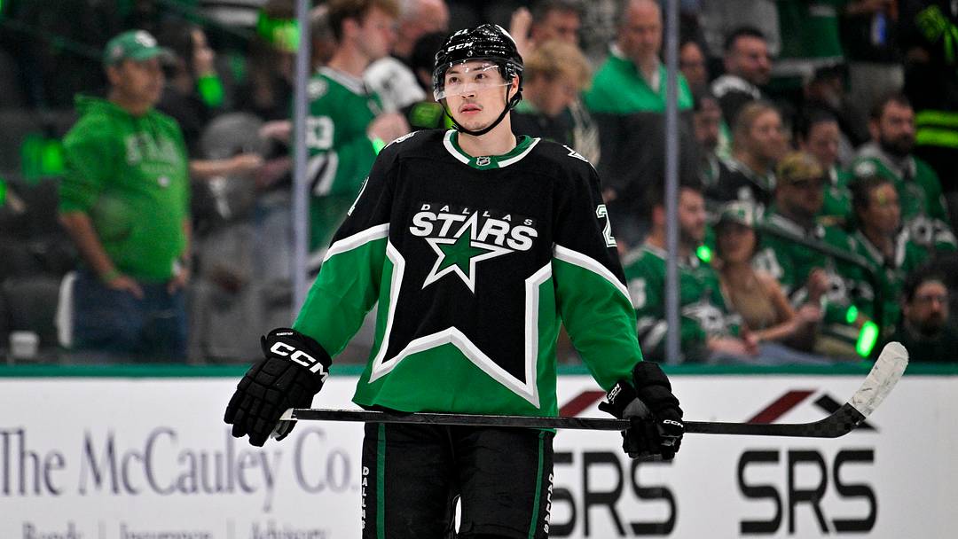 Apr 28, 2026; Dallas, Texas, USA; Dallas Stars left wing Jason Robertson (21) looks on during the third period against the Minnesota Wild in game five of the first round of the 2026 Stanley Cup Playoffs at American Airlines Center. Mandatory Credit: Jerome Miron-Imagn Images