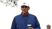 Apr 11, 2024; Augusta, Georgia, USA; Former NFL coach Ron Rivera looks on during the first round of the Masters Tournament. Mandatory Credit: Kyle Terada-Imagn Images