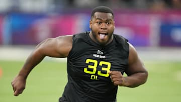 Feb 27, 2025; Indianapolis, IN, USA; Alabama defensive lineman Tim Smith (DL33) participates in drills during the 2025 NFL Combine at Lucas Oil Stadium. 