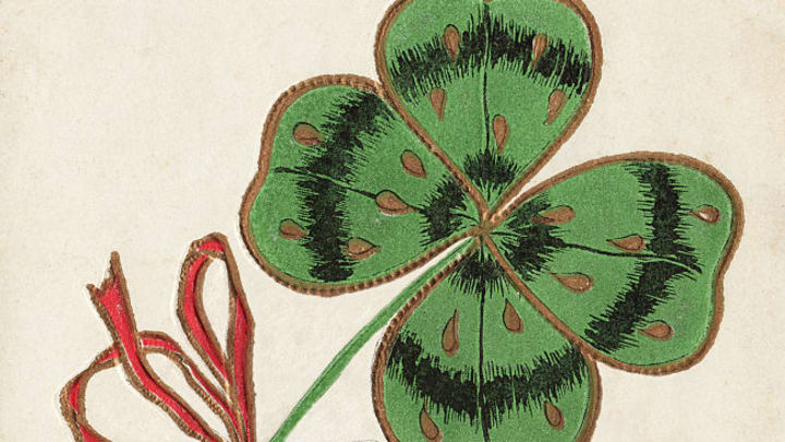 Good Luck Postcard with Four Leaf Clover