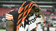 Cleveland Browns quarterback Deshaun Watson (4) walks off the field after the game against the Dallas Cowboys 