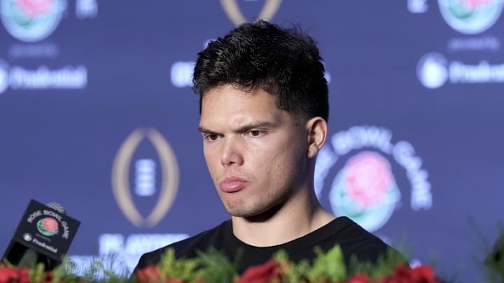Dillon Gabriel after No. 1 Oregon's 41–21 loss to No. 6 Ohio State in the Rose Bowl on Jan. 1, 2025. Dillon Gabriel after No. 1 Oregon's 41–21 loss to No. 6 Ohio State in the Rose Bowl on Jan. 1, 2025.
