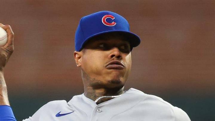 Chicago Cubs starting pitcher Marcus Stroman (0) throws against the Atlanta Braves