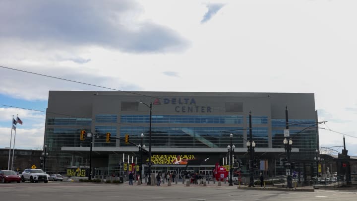 Mar 15, 2024; Salt Lake City, Utah, USA; A general view of the Delta Center before the game between the Utah Jazz and the Atlanta Hawks. Mandatory Credit: Rob Gray-USA TODAY Sports