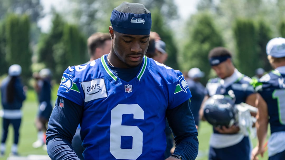 Seattle Seahawks quarterback Jalen Milroe (6)