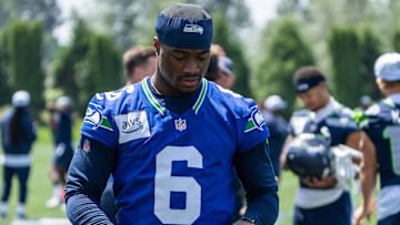 Seattle Seahawks quarterback Jalen Milroe (6)