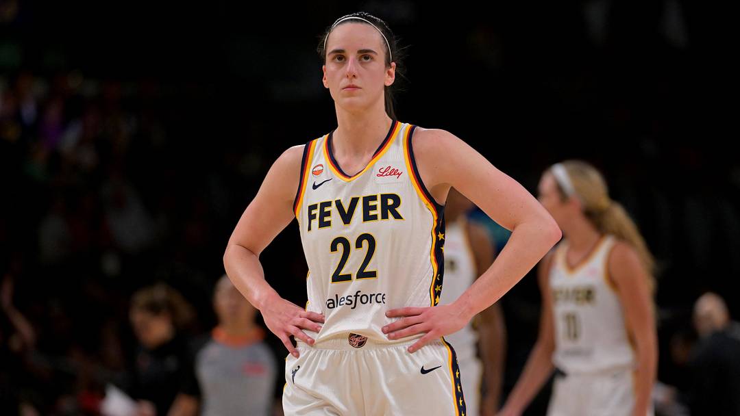 May 13, 2026; Los Angeles, California, USA; Indiana Fever guard Caitlin Clark (22) looks on in the second half against the Los Angeles Sparks at Crypto.com Arena. Mandatory Credit: Jayne Kamin-Oncea-Imagn Images