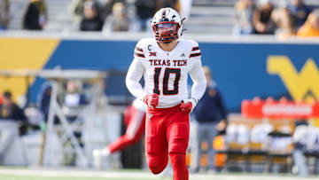 Texas Tech Red Raiders linebacker Jacob Rodriguez (10) during warm-ups before their game against the West Virginia Mountaineers at Milan Puskar Stadium. 