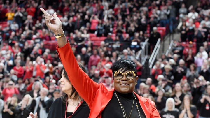 Texas Tech alumna Sheryl Swoopes attends the Alumni Weekend at the Texas Tech game against Baylor, Saturday, Jan. 28,, 2023, at United Supermarkets Arena.