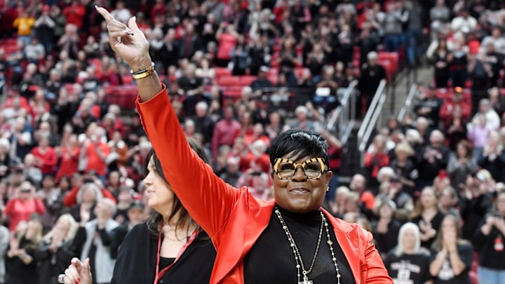 Texas Tech alumna Sheryl Swoopes attends the Alumni Weekend at the Texas Tech game against Baylor, Saturday, Jan. 28,, 2023, at United Supermarkets Arena.