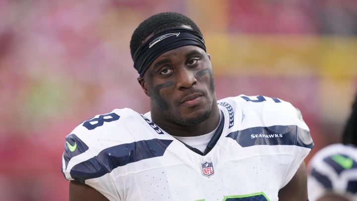 Dec 10, 2023; Santa Clara, California, USA; Seattle Seahawks linebacker Derick Hall (58) during the third quarter against the San Francisco 49ers at Levi's Stadium. Mandatory Credit: Darren Yamashita-USA TODAY Sports