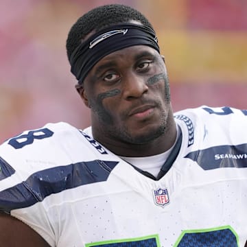 Dec 10, 2023; Santa Clara, California, USA; Seattle Seahawks linebacker Derick Hall (58) during the third quarter against the San Francisco 49ers at Levi's Stadium. Mandatory Credit: Darren Yamashita-Imagn Images