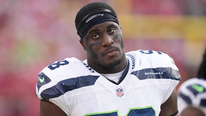 Dec 10, 2023; Santa Clara, California, USA; Seattle Seahawks linebacker Derick Hall (58) during the third quarter against the San Francisco 49ers at Levi's Stadium. Mandatory Credit: Darren Yamashita-Imagn Images