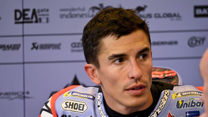 Apr 14, 2024; Austin, TX, USA; Marc Marquez (93) of Spain and Gresini Racing MotoGP before the MotoGP Grand Prix of The Americas at Circuit of The Americas. Mandatory Credit: Jerome Miron-USA TODAY Sports