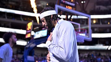 Apr 11, 2025; Dallas, Texas, USA; Dallas Mavericks forward Anthony Davis (3) is introduced before the game against the Toronto Raptors at the American Airlines Center. Mandatory Credit: Jerome Miron-Imagn Images