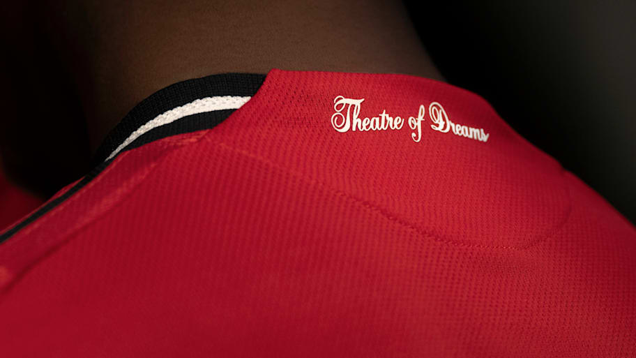 Man Utd’s new kit with ‘Theatre of Dreams’ scrawled along the neckline.
