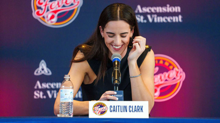 April 17, 2024; Indianapolis, IN, USA; Indiana Fever player Caitlin Clark, former Iowa Hawkeye