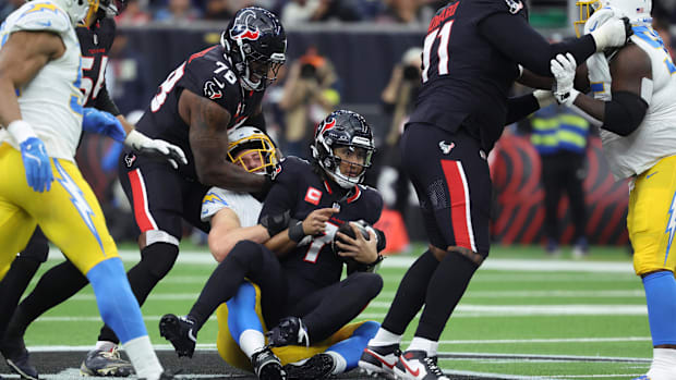 C.J. Stroud gets sacked by Joey Bosa.