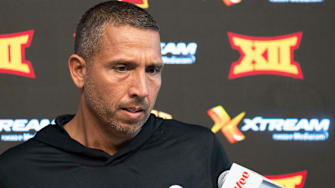 Iowa State football head coach Matt Campbell speaks during Iowa State football media day at Stark Performance Center on July 25, 2025, in Ames.