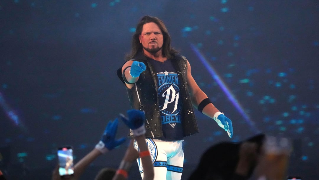Apr 3, 2022; Arlington, TX, USA; AJ Styles enters the arena during WrestleMania at AT&T Stadium.