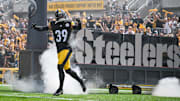 Sep 22, 2024; Pittsburgh, Pennsylvania, USA; Pittsburgh Steelers safety Minkah Fitzpatrick (39) takes the field for  a game against the Los Angeles Chargers at Acrisure Stadium. Mandatory Credit: Barry Reeger-Imagn Images