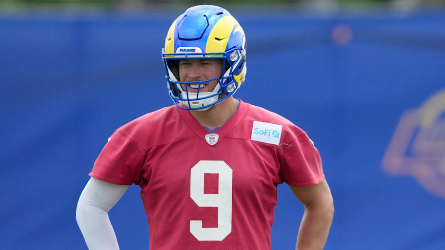 Matthew Stafford has been battling a back issue during Los Angeles Rams training camp.  | Kirby Lee-Imagn Images
