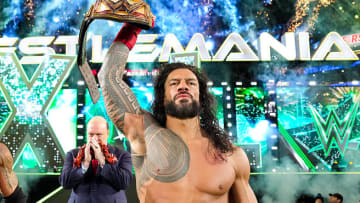 The Rock and Roman Reigns at WrestleMania XL. (Credit: WWE.com)
