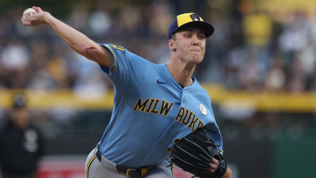 Sep 15, 2026; Pittsburgh, Pennsylvania, USA;  Milwaukee Brewers starting pitcher Jacob Misiorowski (32) delivers a pitch against the Pittsburgh Pirates during the first inning at PNC Park.  Mandatory Credit: Charles LeClaire-Imagn Images