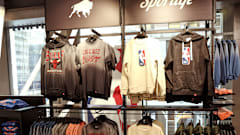 NBA merchandise inside a Sportiqe store.